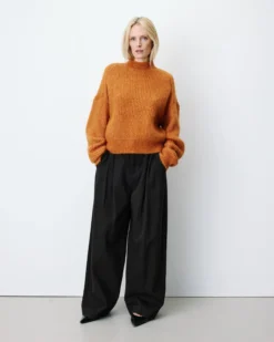 Pull ample en alpaga et laine mélangée camel Agostino