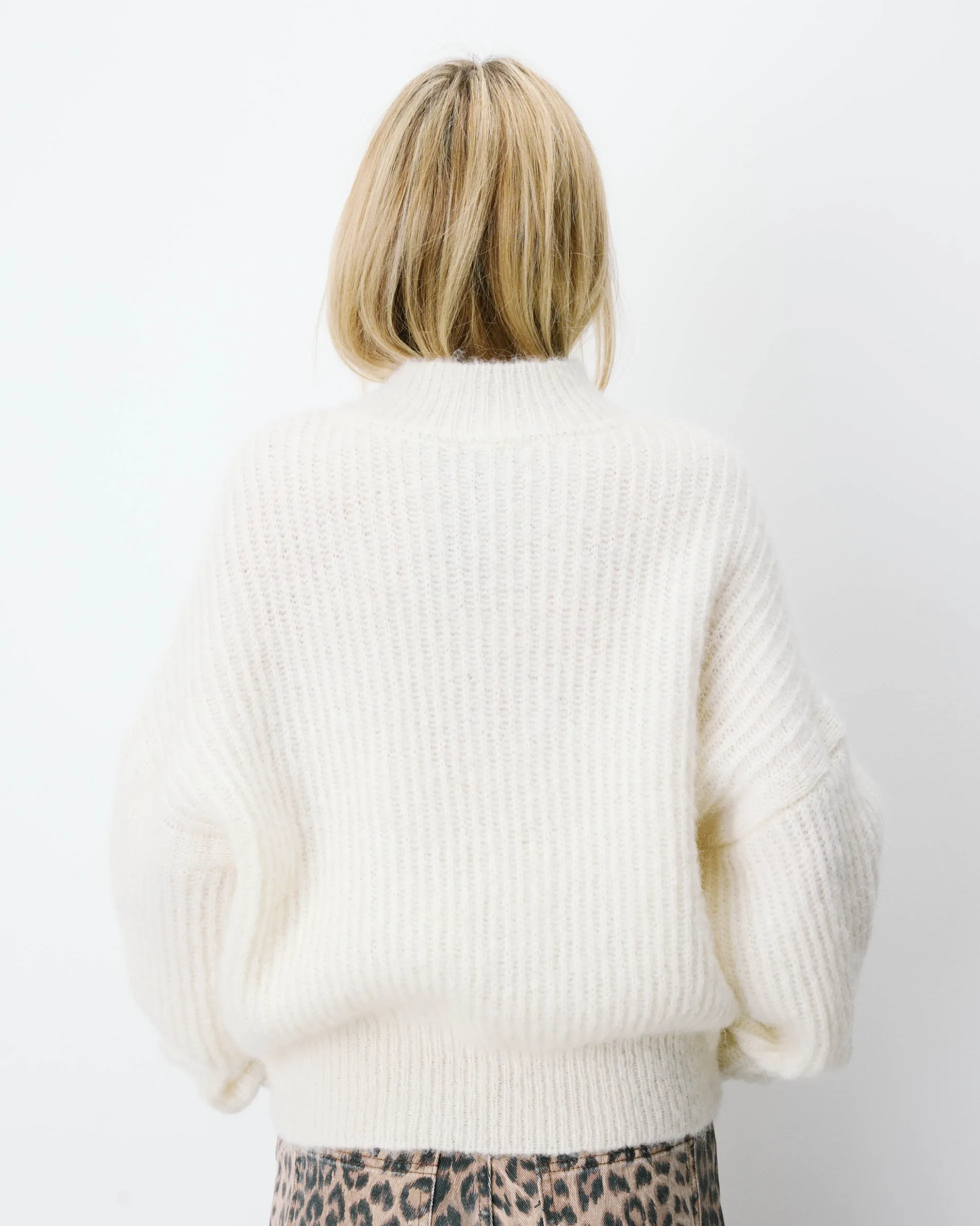Pull ample en alpaga et laine mélangée ivoire Agostino