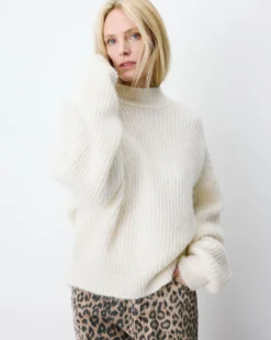 Pull ample en alpaga et laine mélangée ivoire Agostino