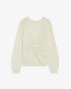 Pull ample en maille dos nu croisé ivoire Anthemis
