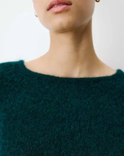 Pull ample en maille dos nu croisé emeraude Anthemis