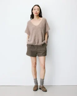 Pull ample sans manches en alpaga mélangé mocha Atticus