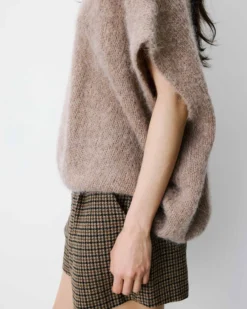 Pull ample sans manches en alpaga mélangé mocha Atticus