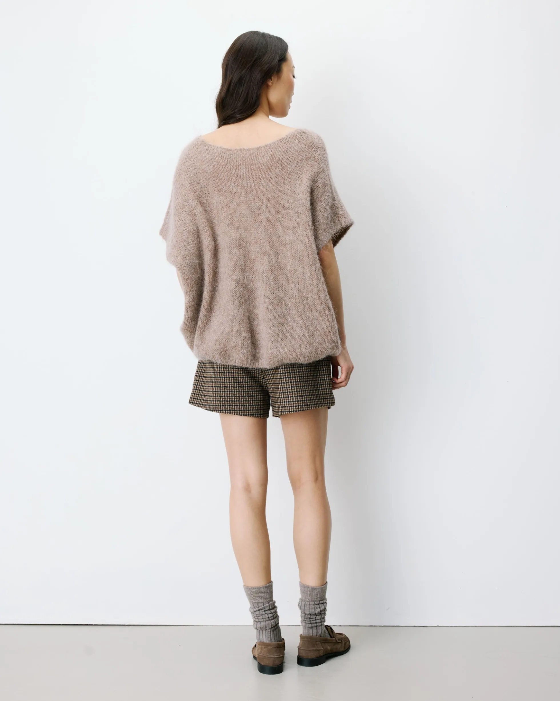 Pull ample sans manches en alpaga mélangé mocha Atticus
