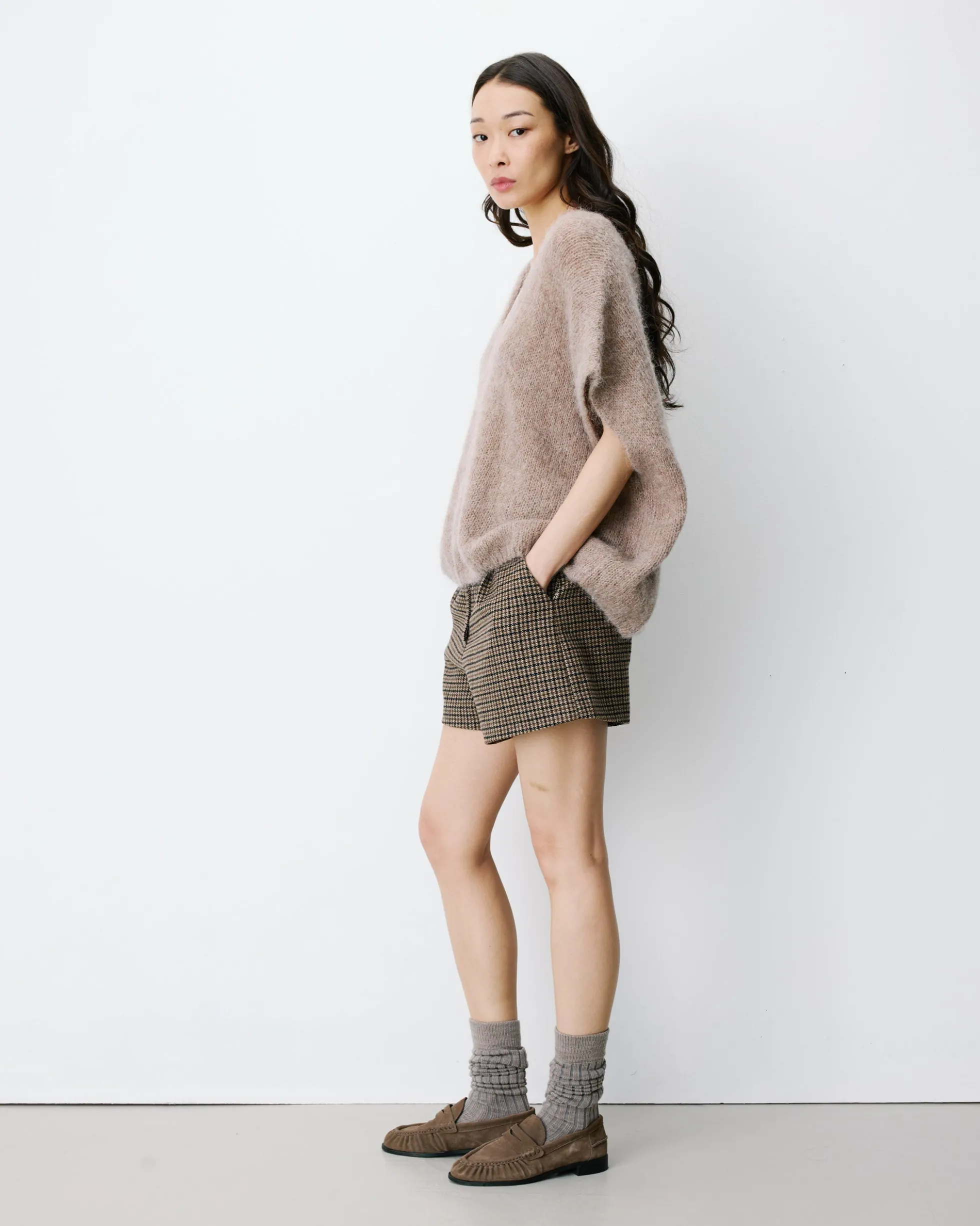 Pull ample sans manches en alpaga mélangé mocha Atticus