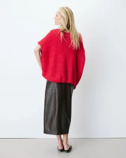 Pull ample sans manches en alpaga mélangé rouge Atticus