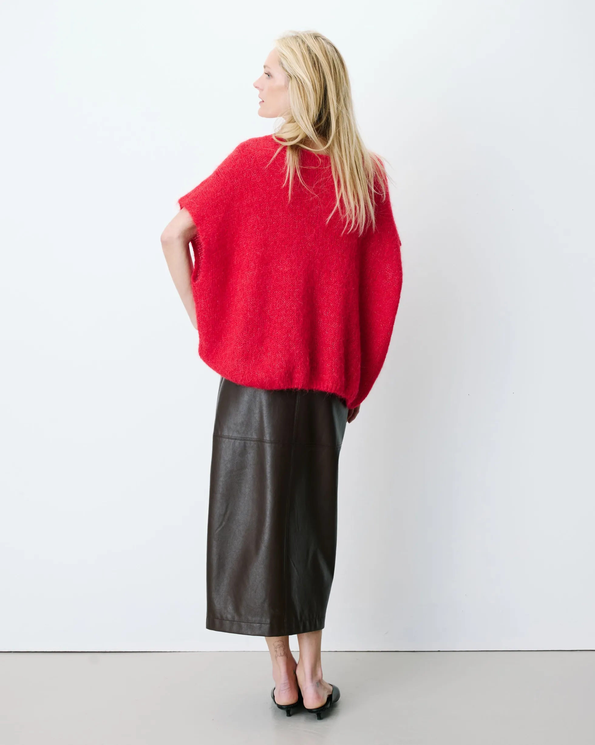 Pull ample sans manches en alpaga mélangé rouge Atticus
