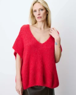 Pull ample sans manches en alpaga mélangé rouge Atticus
