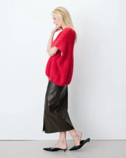 Pull ample sans manches en alpaga mélangé rouge Atticus