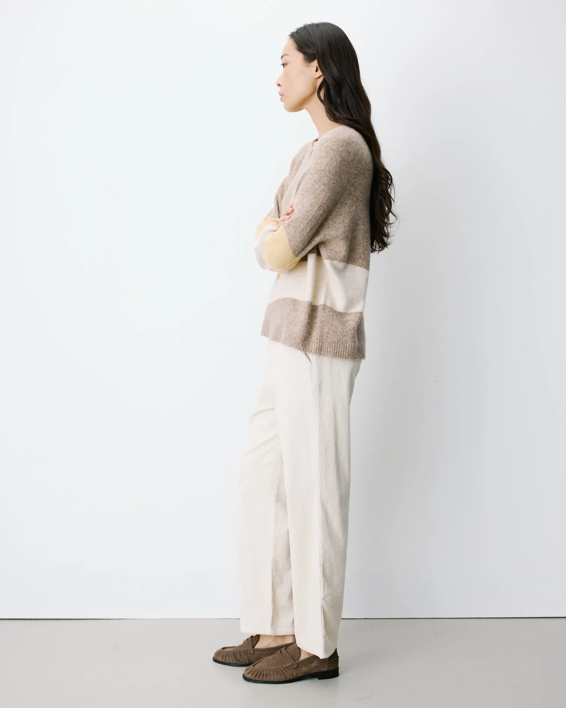 Pull col rond en maille à motif mocha Arlo
