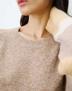 Pull col rond en maille à motif mocha Arlo