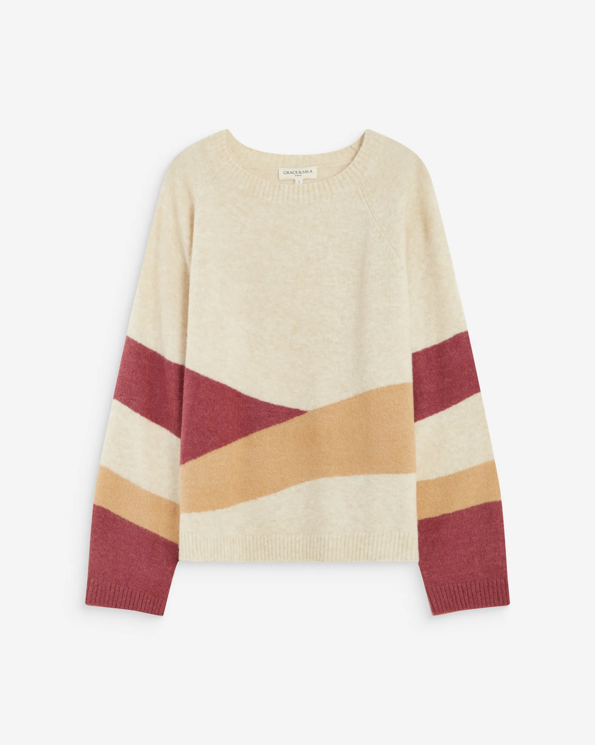 Pull col rond en maille à motif sable Arlo