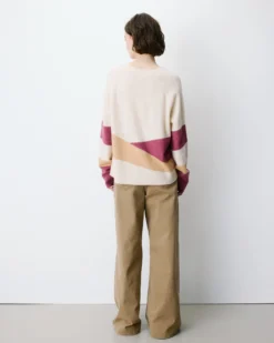 Pull col rond en maille à motif sable Arlo