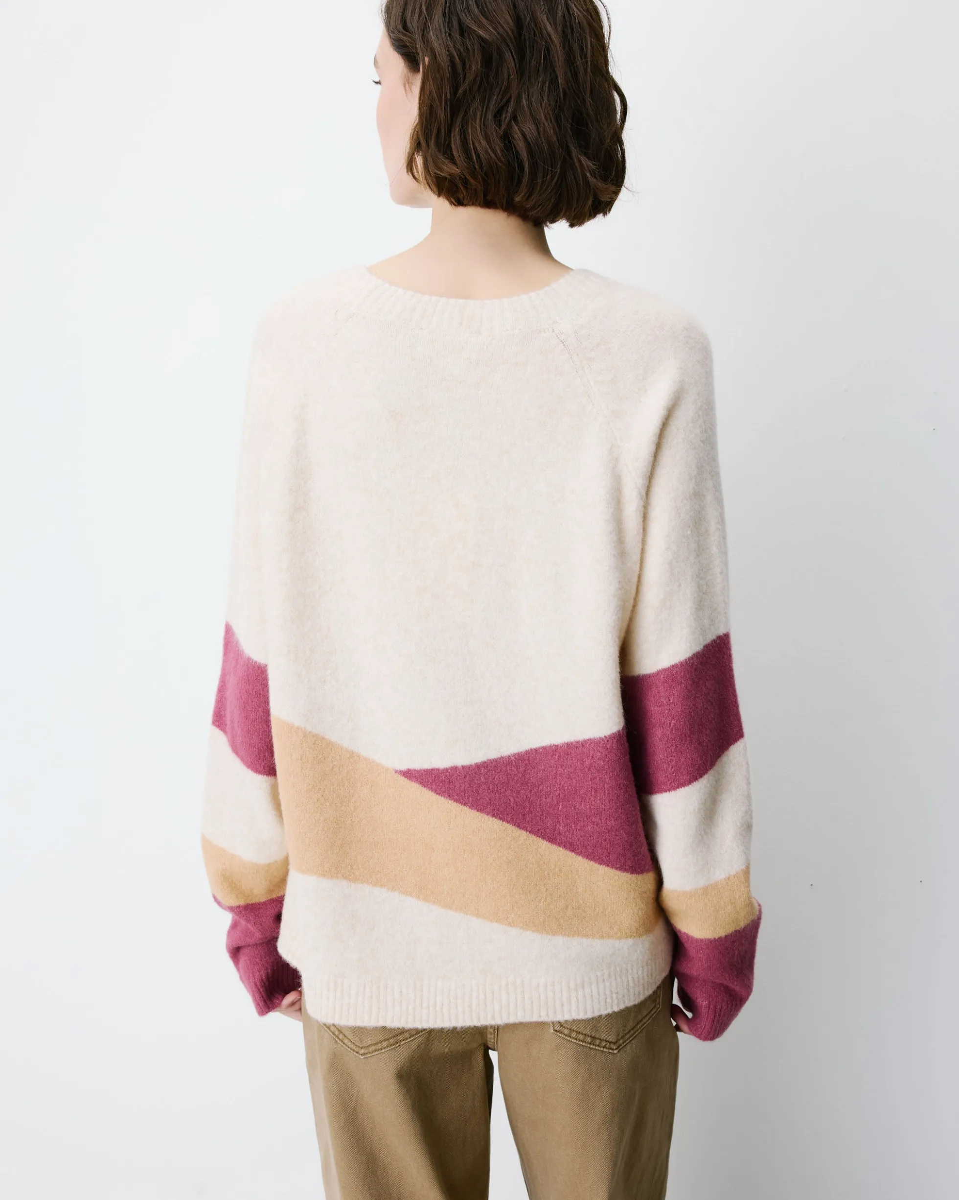 Pull col rond en maille à motif sable Arlo