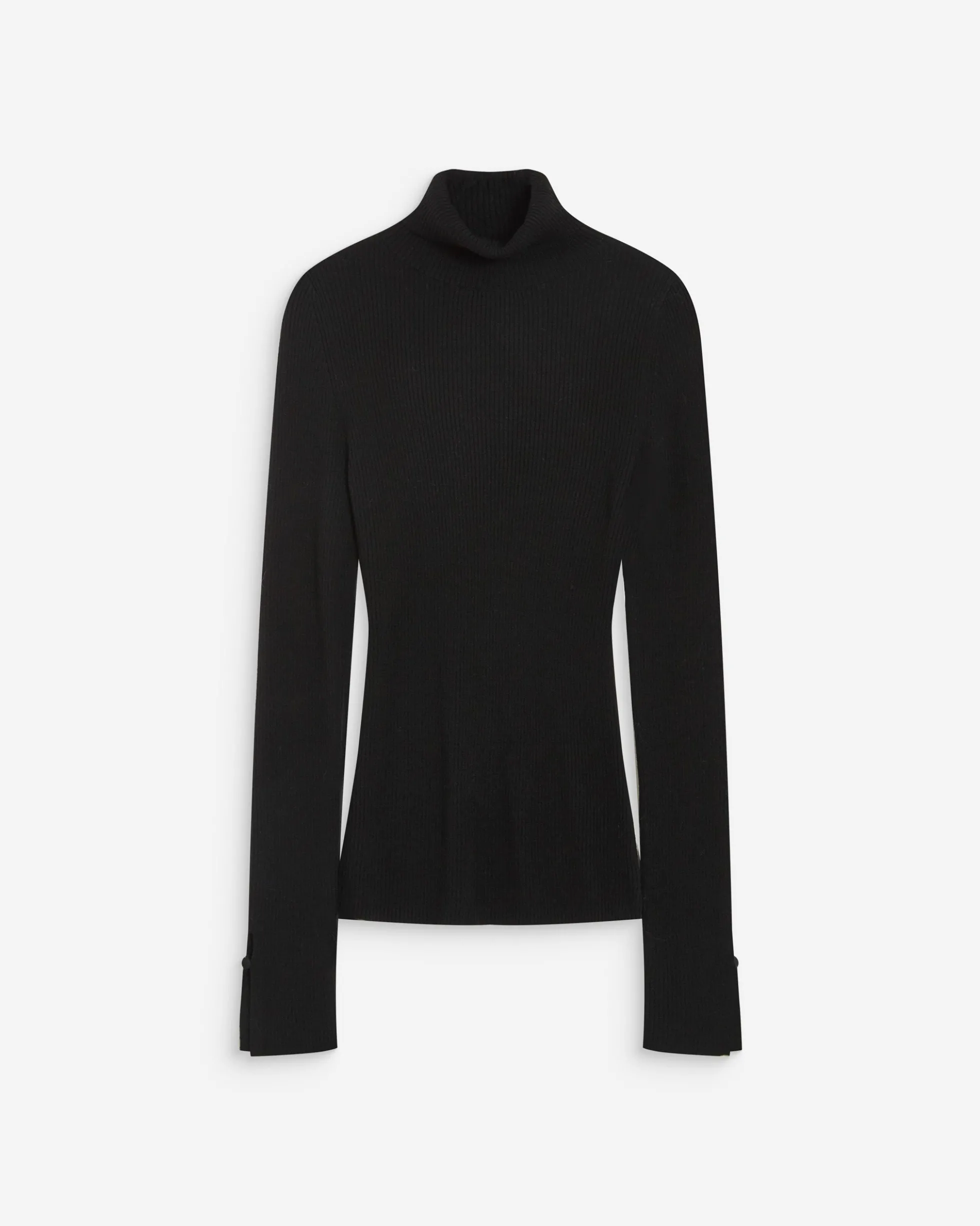Pull col roulé ajusté en maille fine noir Alfred