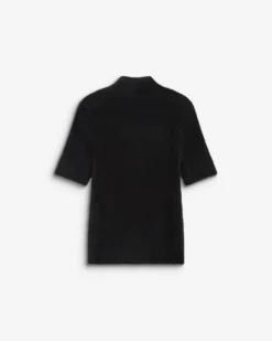 Pull doux manches courtes col cheminée noir Birdie
