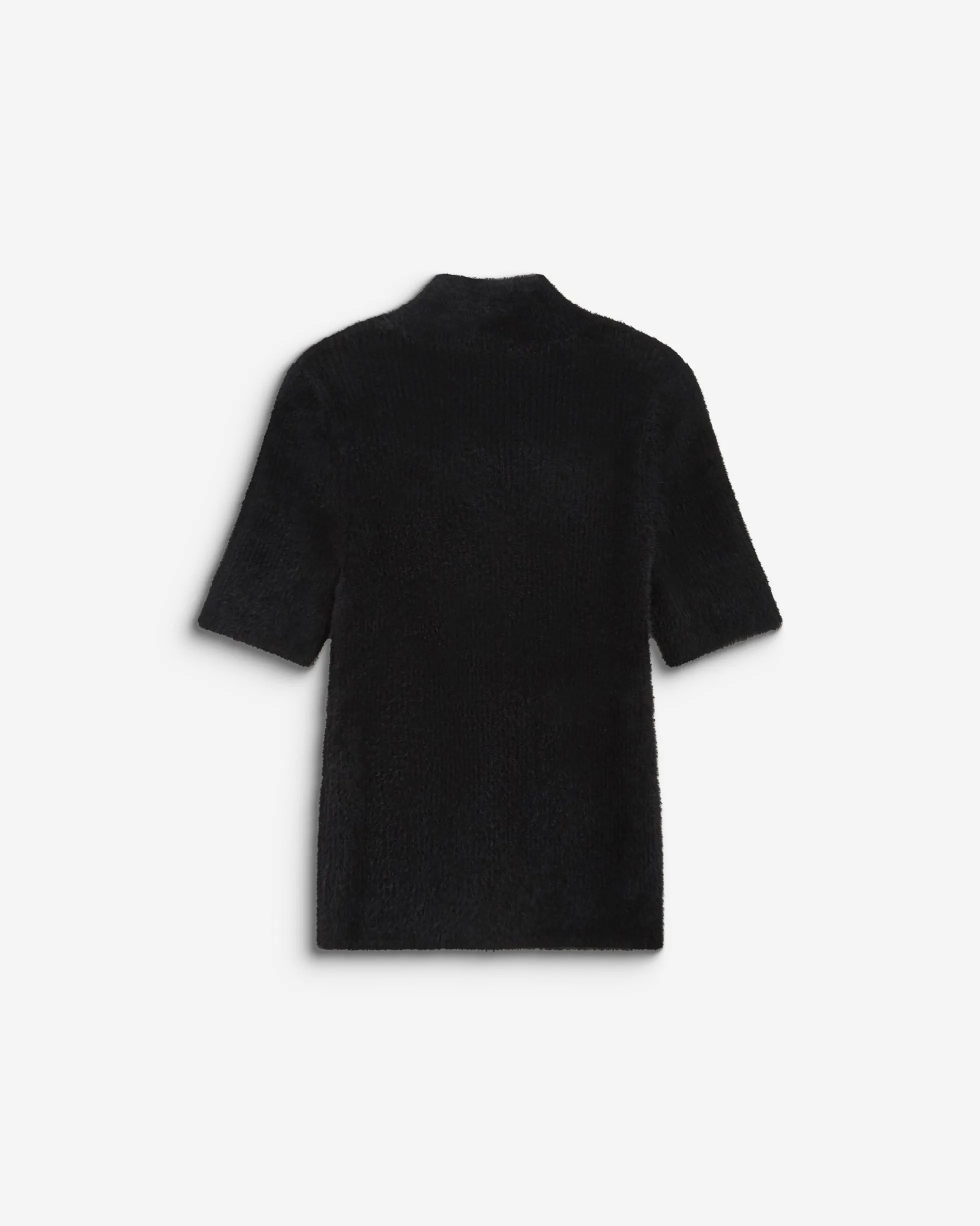 Pull doux manches courtes col cheminée noir Birdie