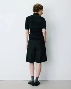 Pull doux manches courtes col cheminée noir Birdie