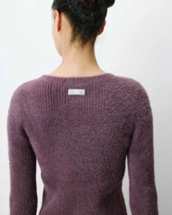 Pull doux près du corps col rond aubergine Auryn