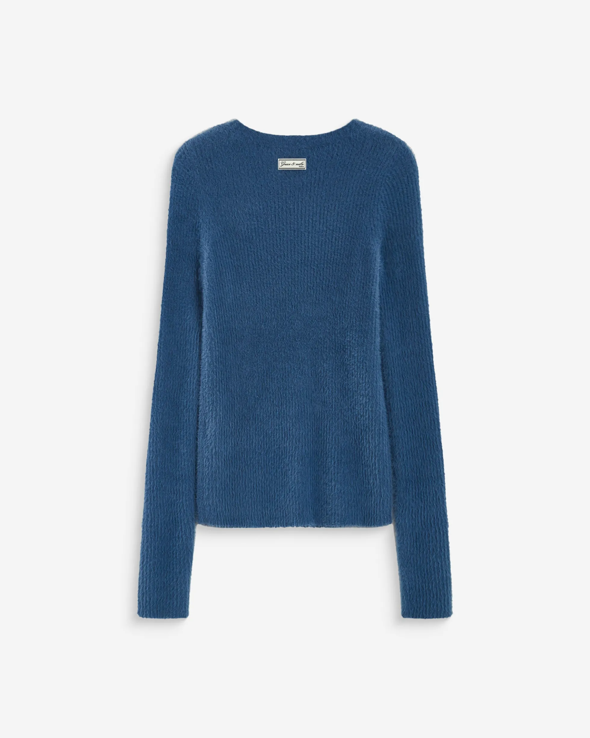 Pull doux près du corps col rond bleuet Auryn