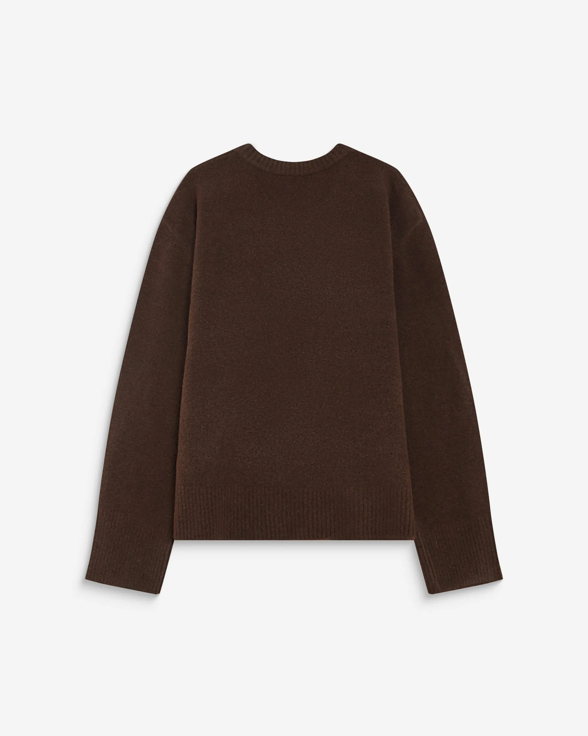 Pull droit col rond à inscription brodée chocolat Aubin