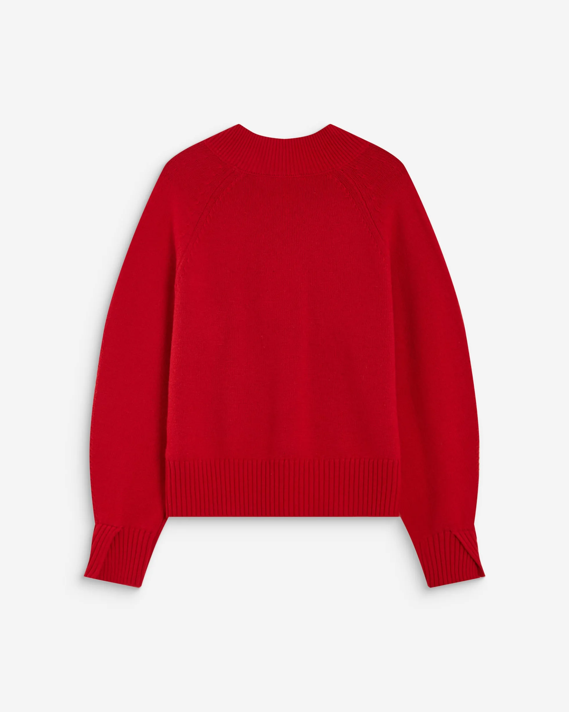 Pull droit col V en maille rouge Alden