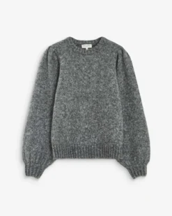 Pull en maille col rond épaules froncées anthracite Antoine
