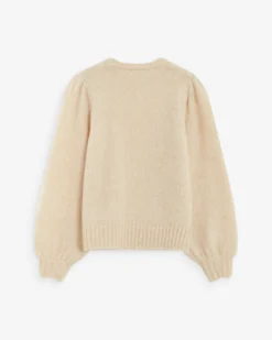 Pull en maille col rond épaules froncées beige Antoine