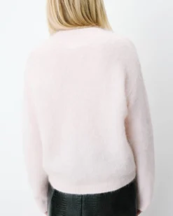 Pull large doux en mohair mélangé col V nude Adorable