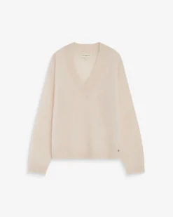 Pull large doux en mohair mélangé col V nude Adorable