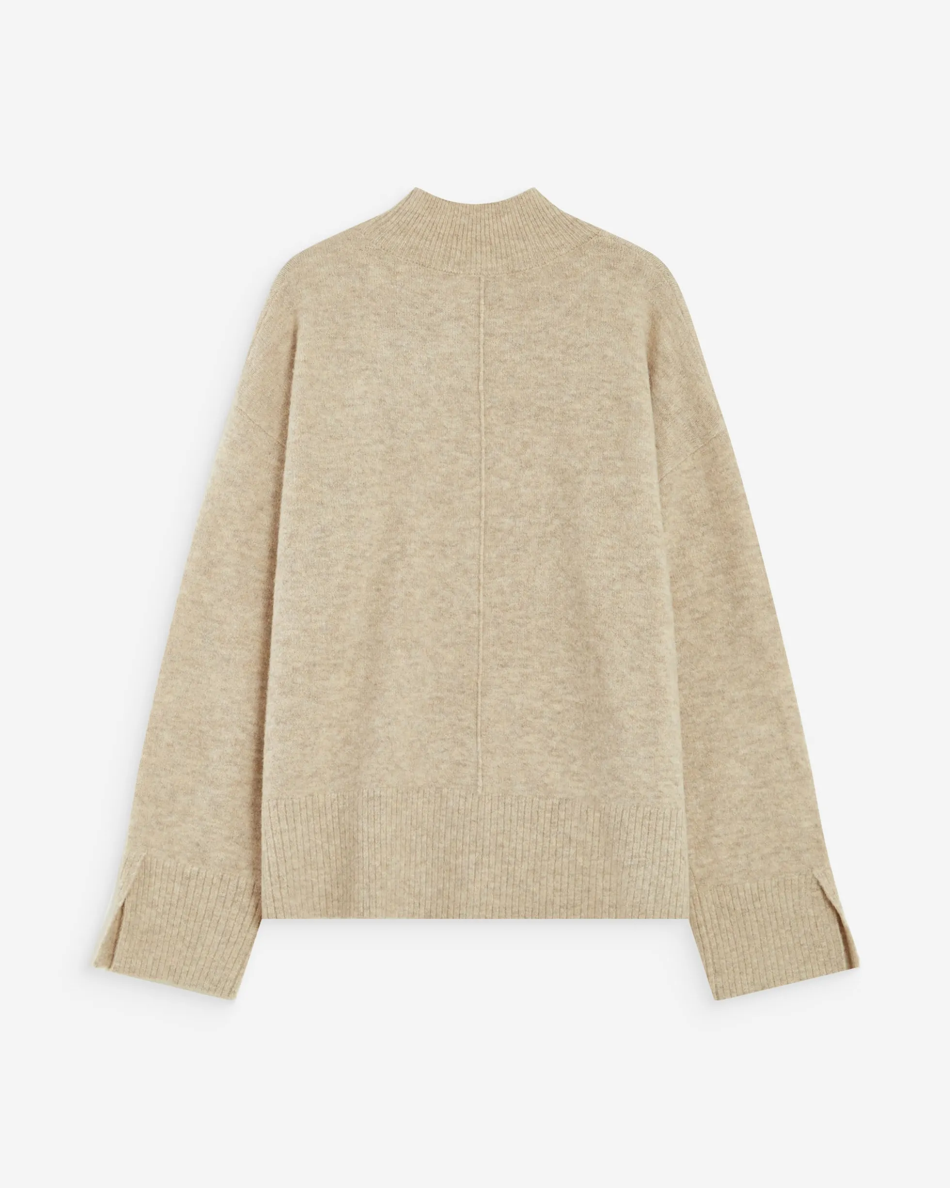 Pull large en maille jersey col montant sable Adelice