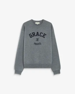 Pull à logo universitaire brodé gris Ashford