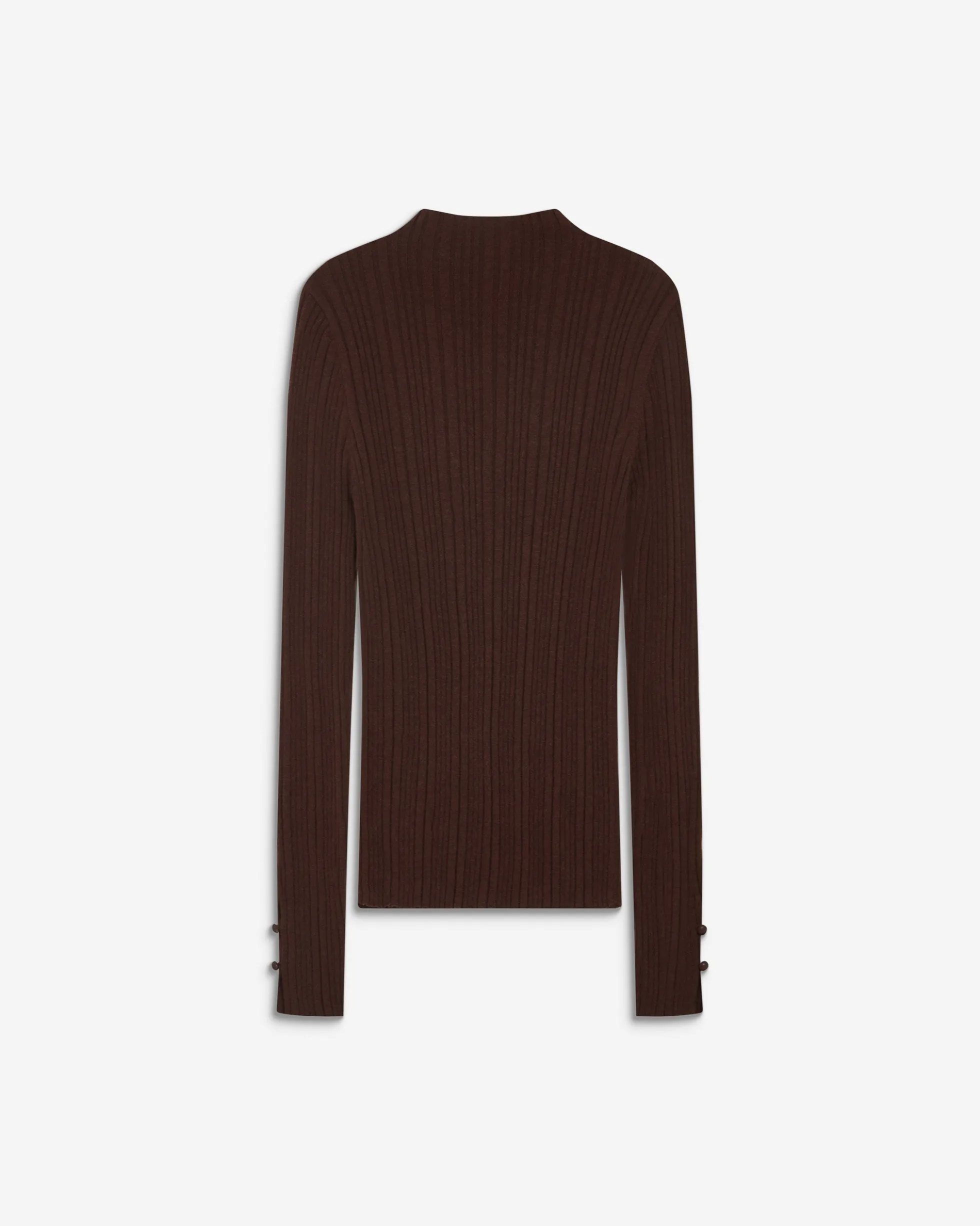 Pull maille fine près du corps col montant chocolat Aloe