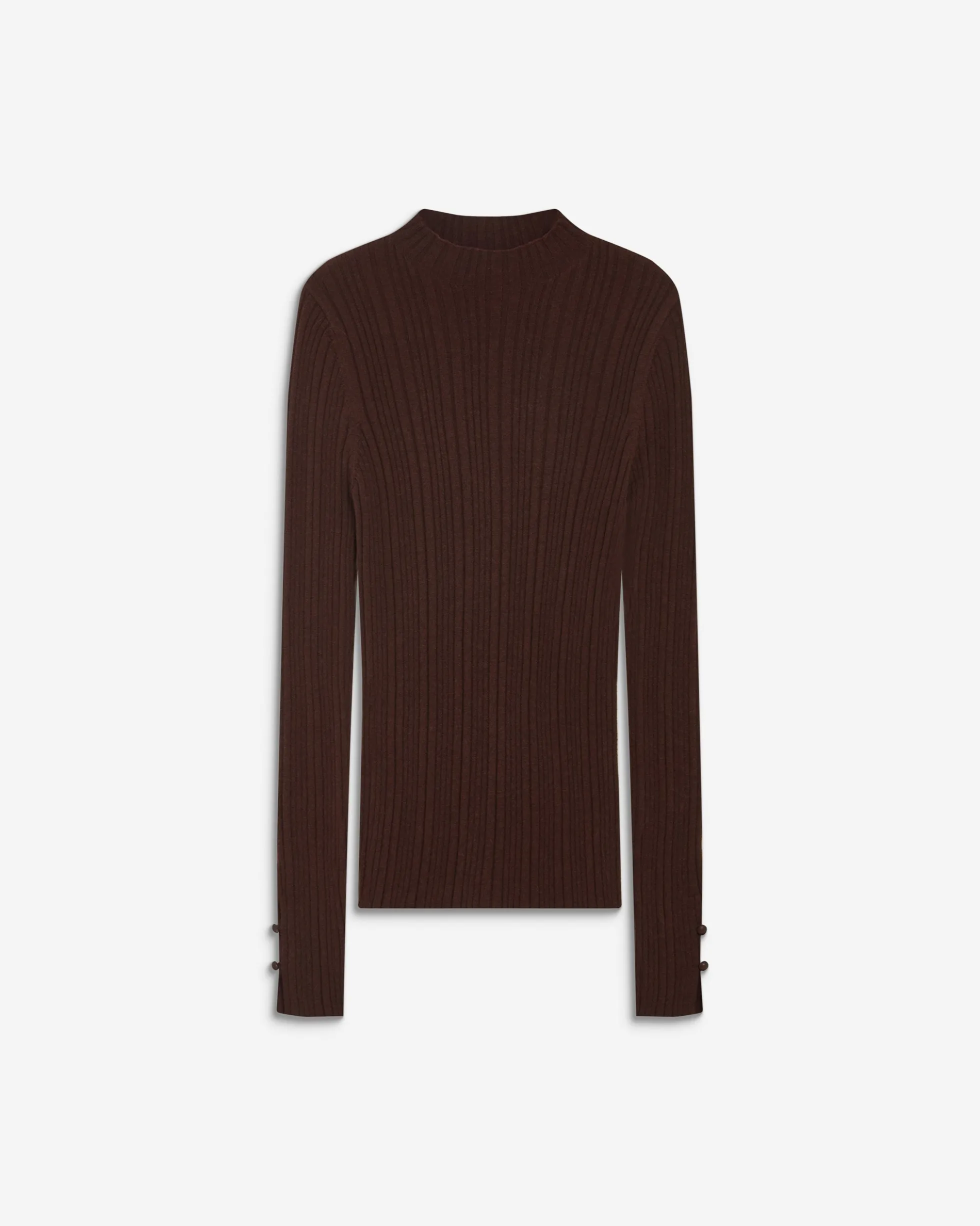 Pull maille fine près du corps col montant chocolat Aloe
