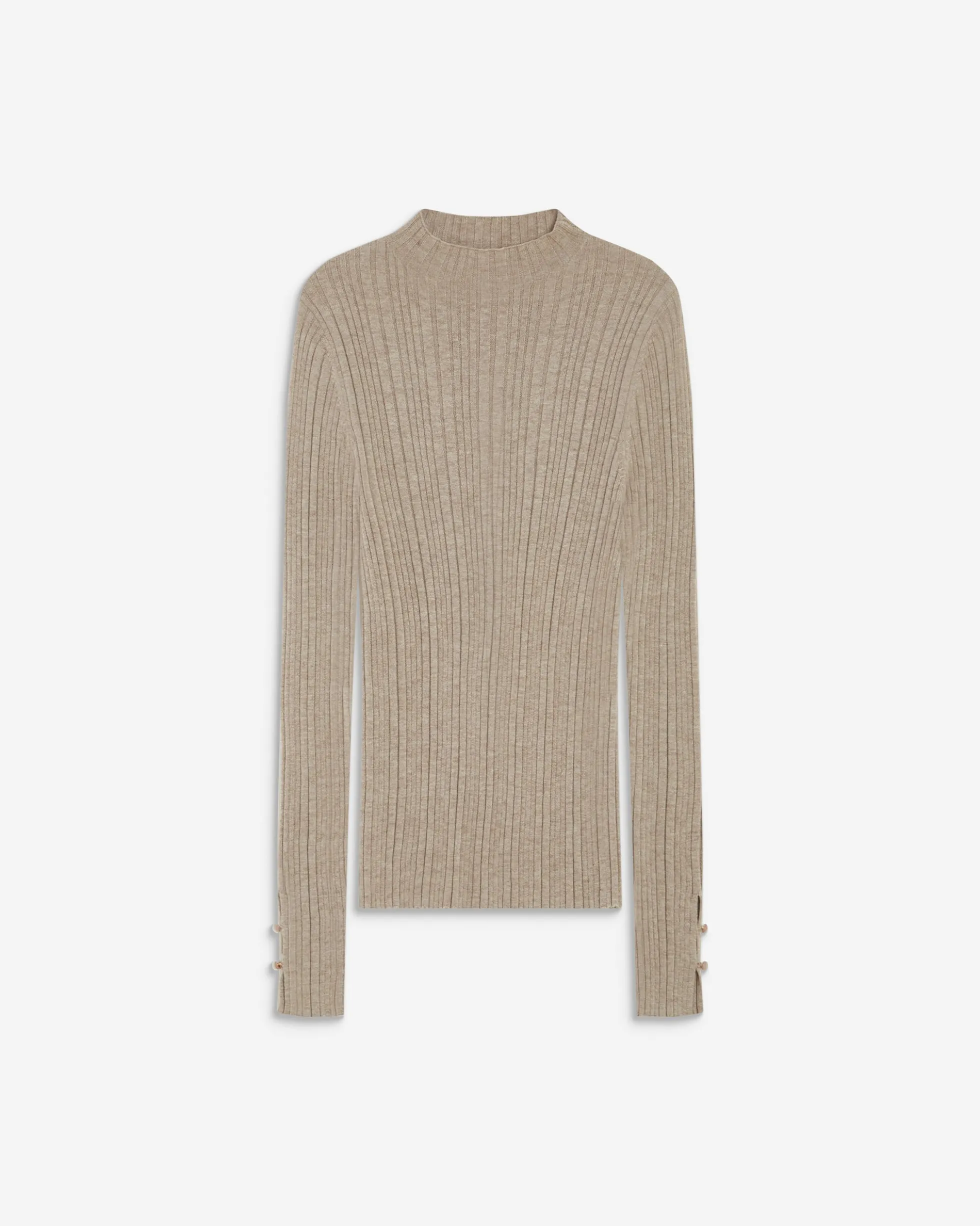 Pull maille fine près du corps col montant mocha Aloe