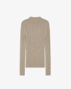 Pull maille fine près du corps col montant mocha Aloe