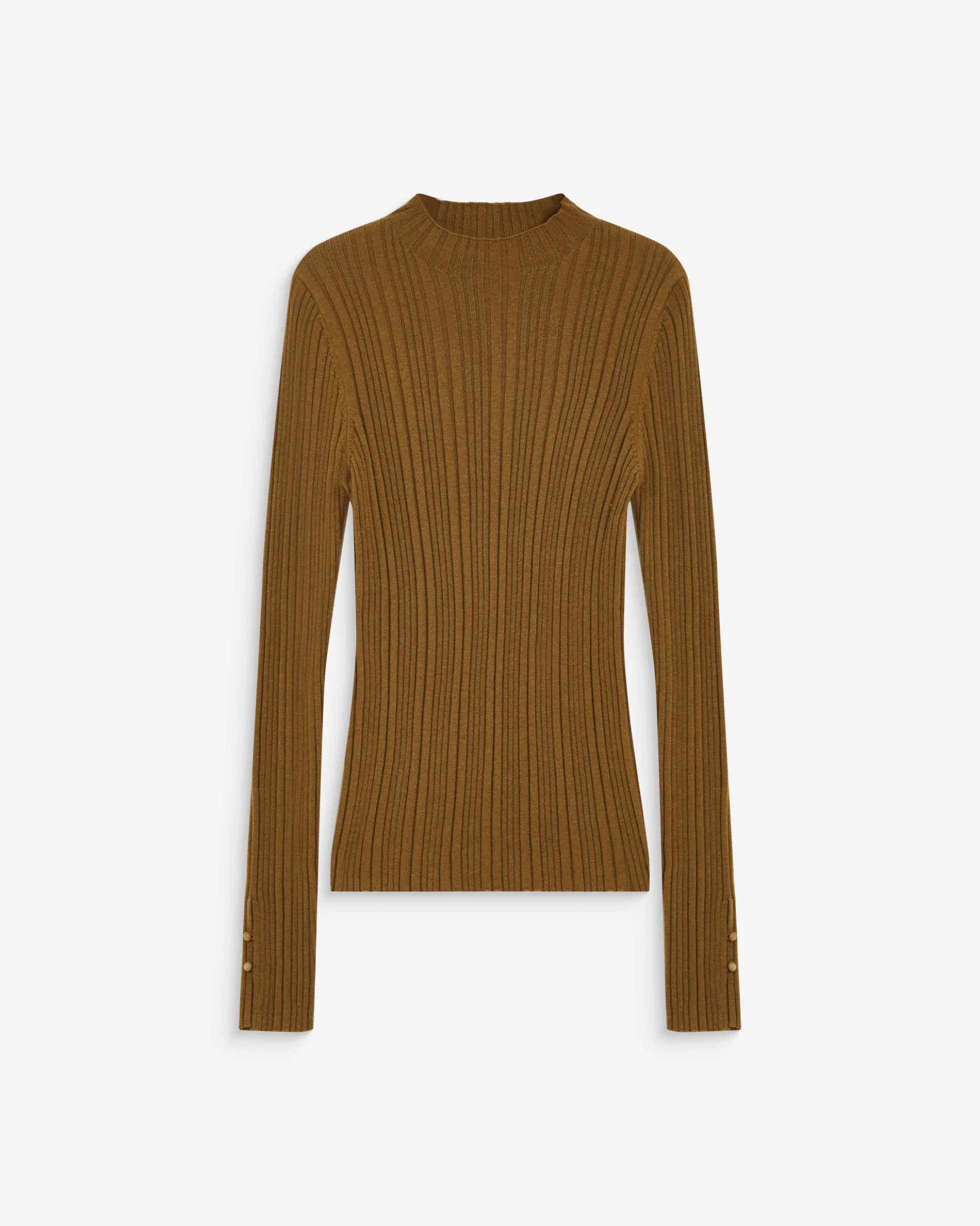 Pull maille fine près du corps col montant olive Aloe