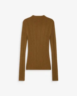 Pull maille fine près du corps col montant olive Aloe