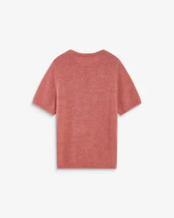 Pull manches courtes à message brodé blush Austyn