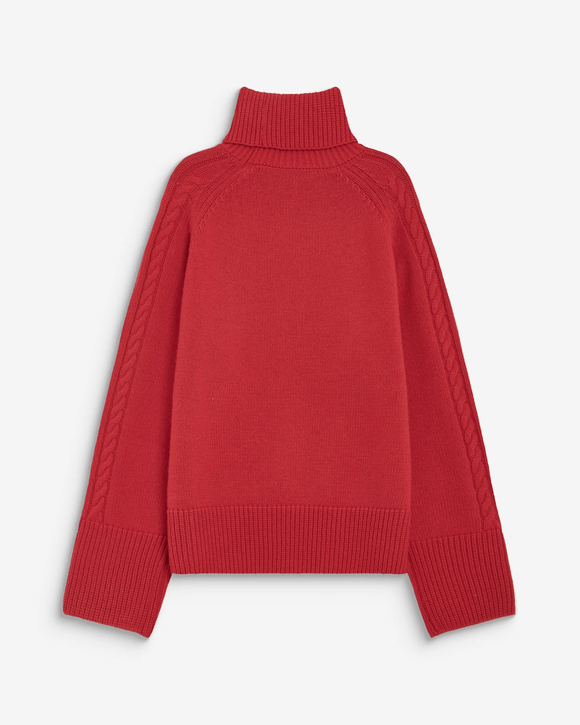 Pull oversize col roulé en maille torsadée rouge Bastille