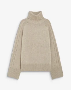 Pull oversize col roulé en maille torsadée grege Bastille