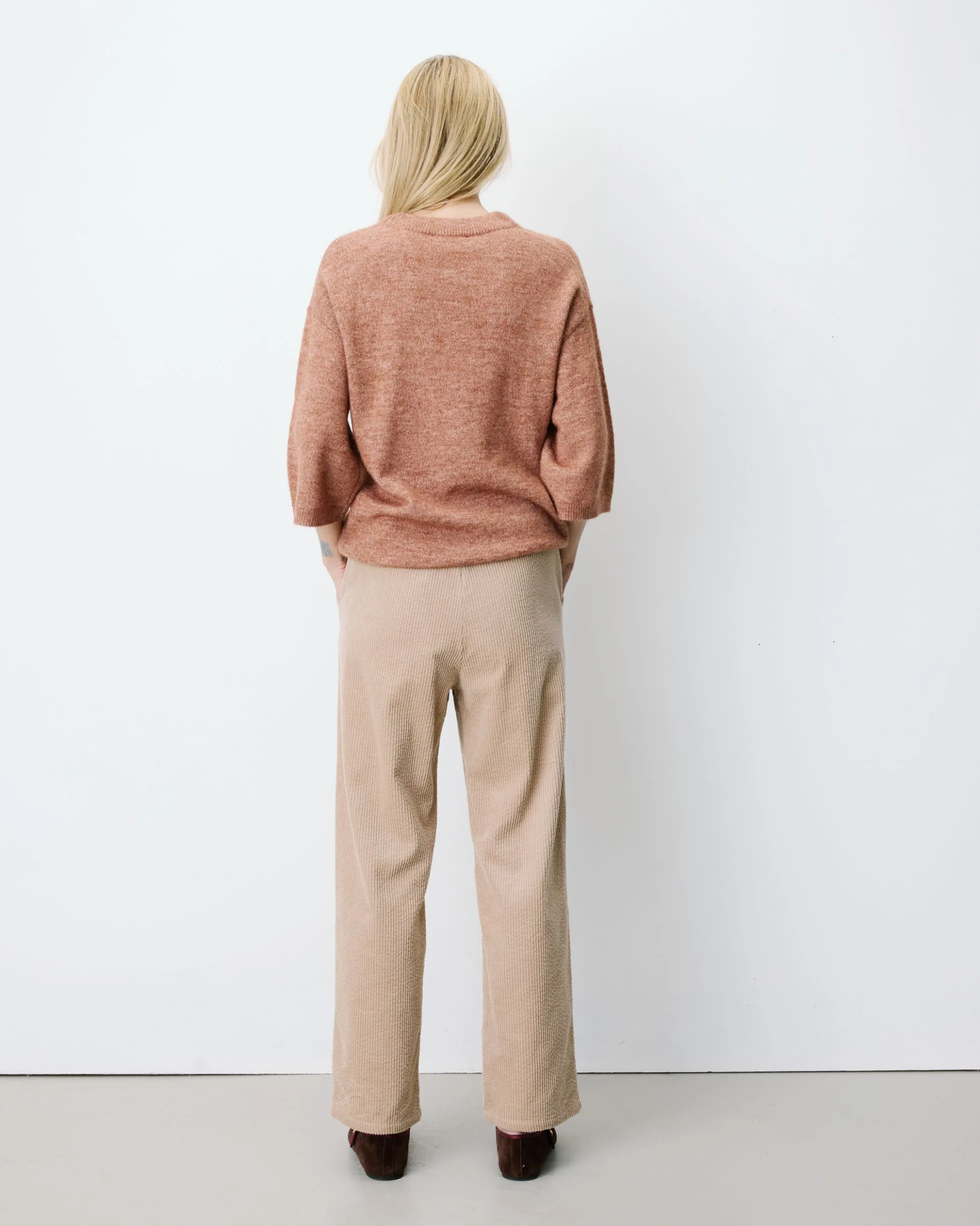 Pull oversize manches 3/4 col rond coffee Asher