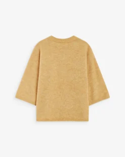 Pull oversize manches 3/4 col rond ocre Asher