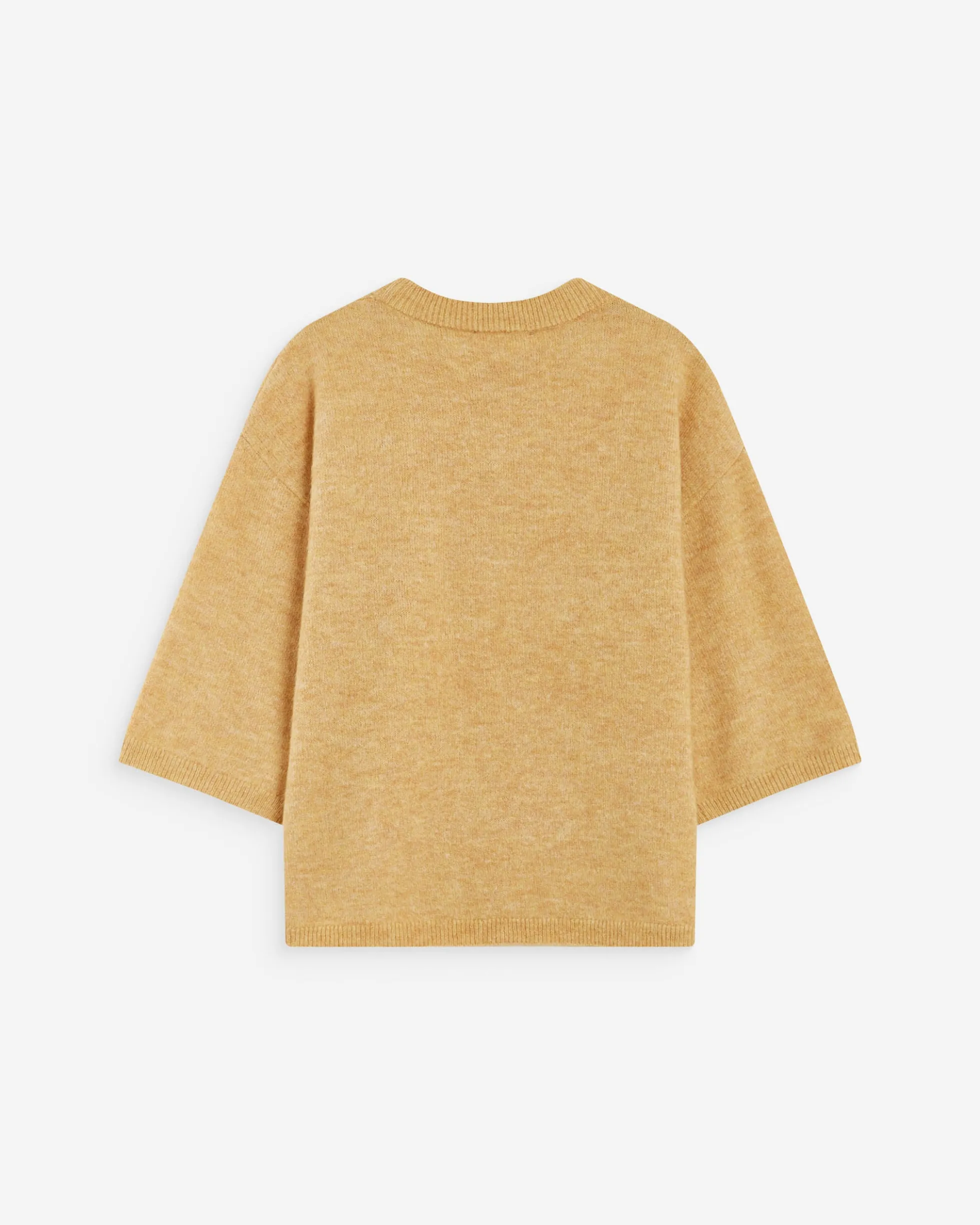 Pull oversize manches 3/4 col rond ocre Asher