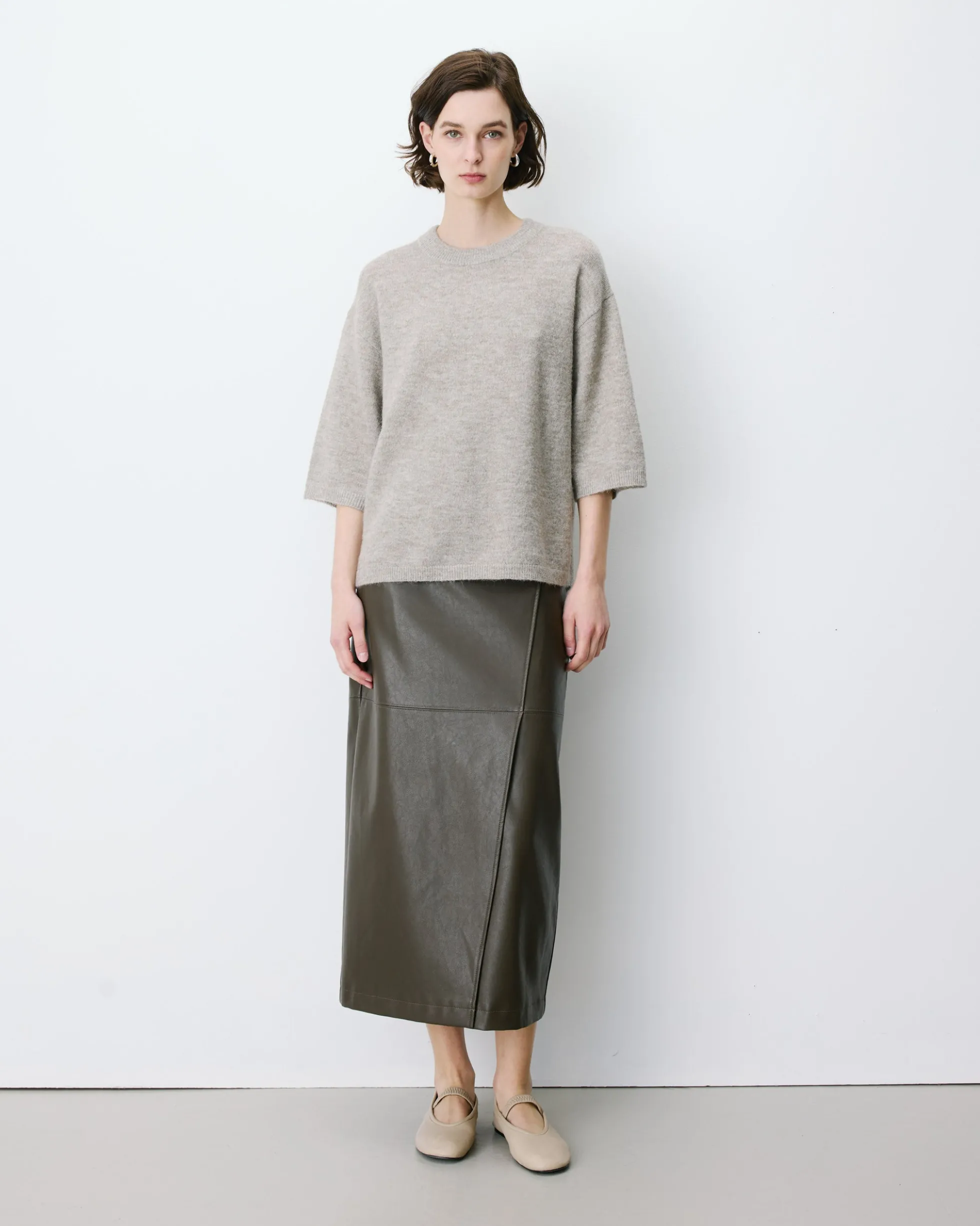 Pull oversize manches 3/4 col rond grege Asher
