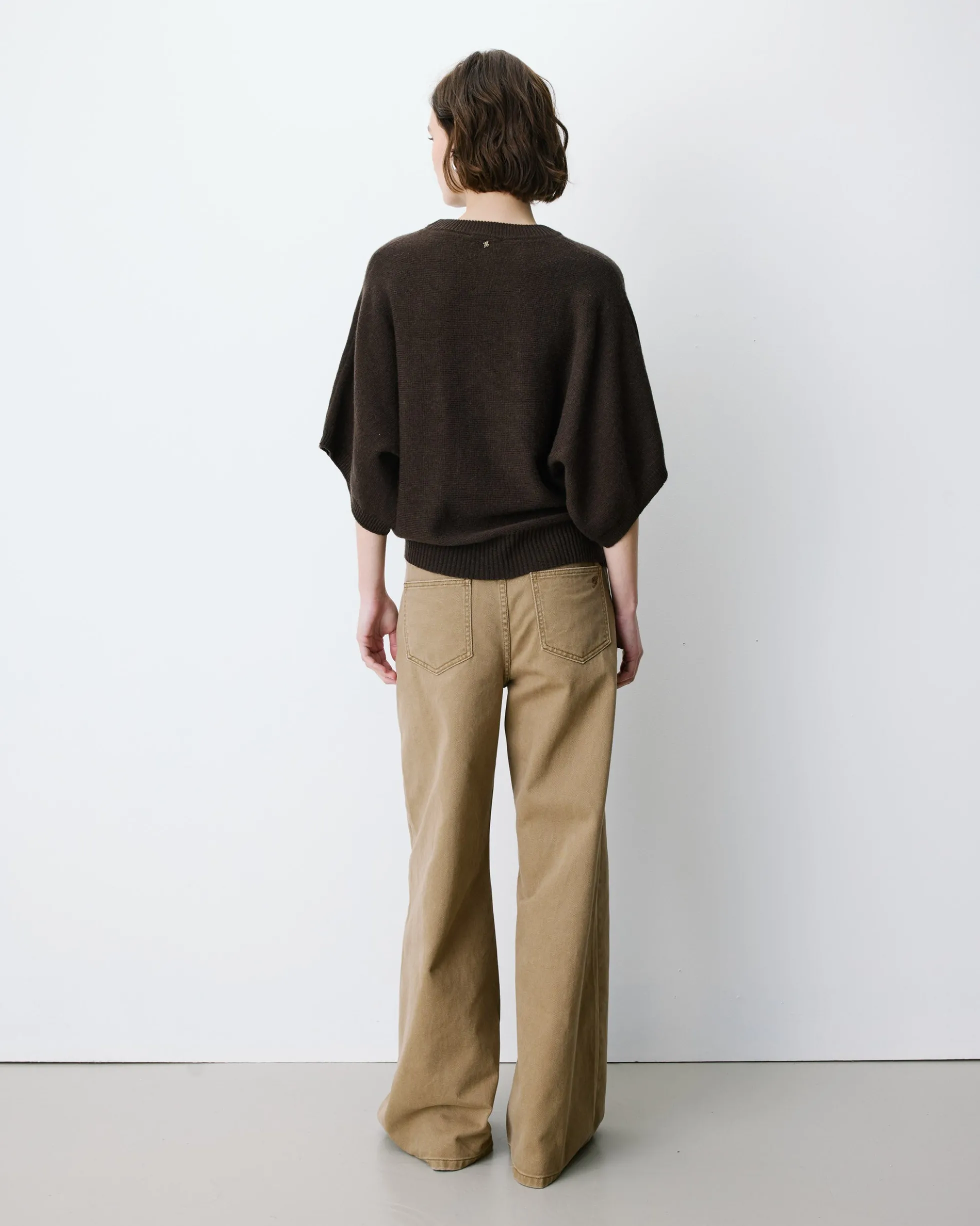 Pull oversize manches kimono 3/4 chocolat Almus