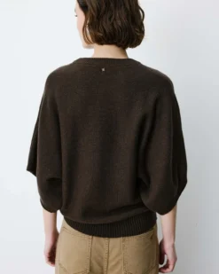 Pull oversize manches kimono 3/4 chocolat Almus