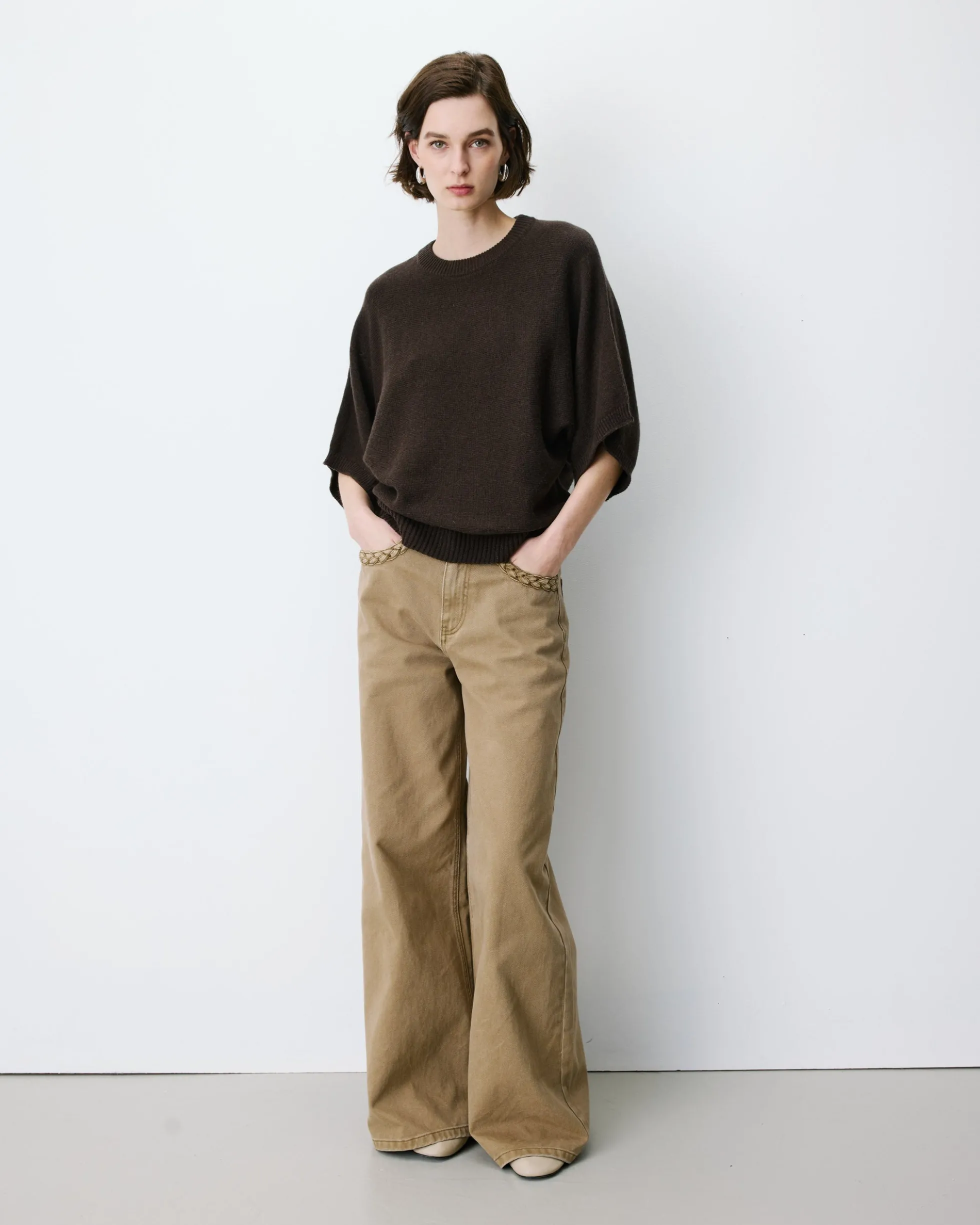 Pull oversize manches kimono 3/4 chocolat Almus