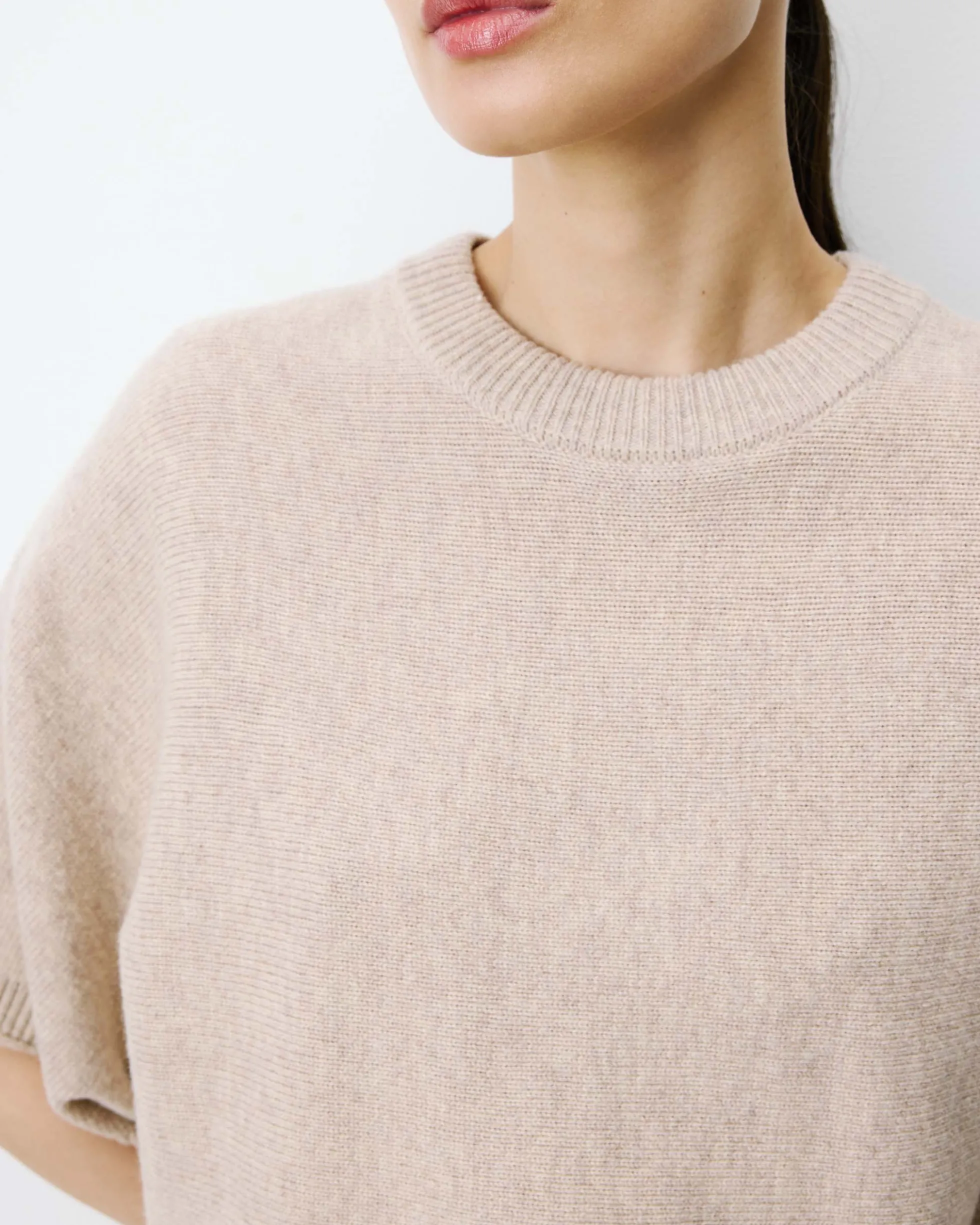 Pull oversize manches kimono 3/4 beige Almus
