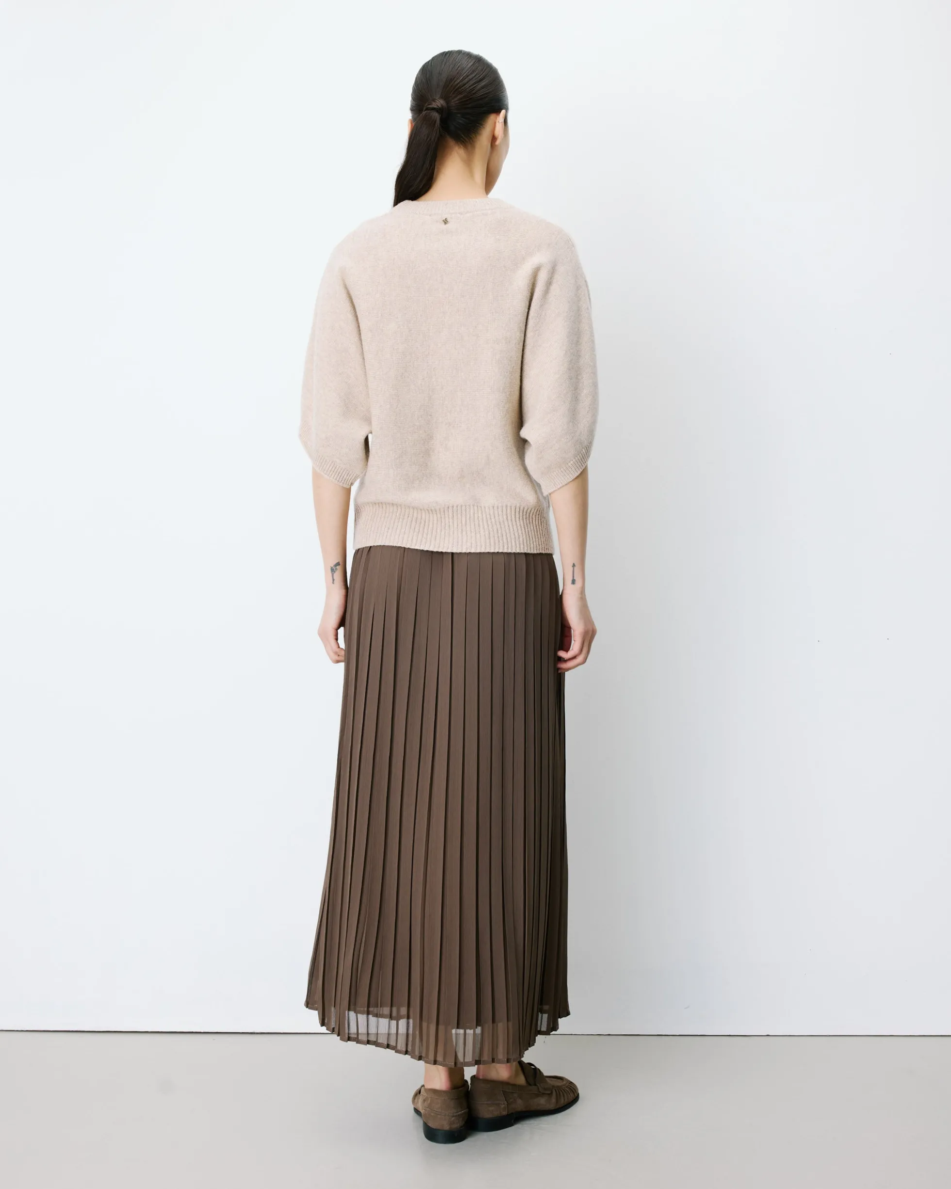 Pull oversize manches kimono 3/4 beige Almus